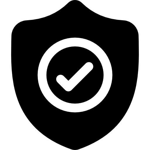 A shield with a checkmark in the center, representing secure and safe storage for items used as collateral.