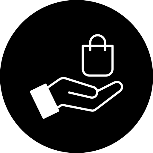 Icon depicting a hand holding a bag, representing the process of bringing in luxury items for evaluation.